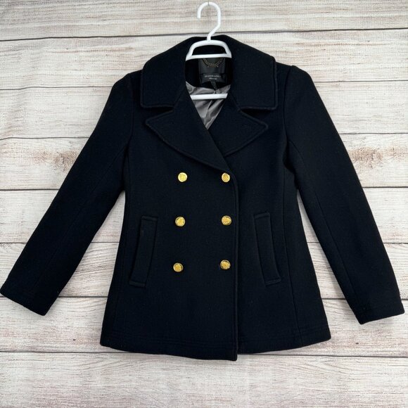 J. Crew Stadium Cloth Nello Gori Double Breasted Wool Jacket Women's 4‎ Black - Picture 1 of 14